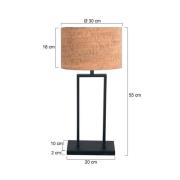 Bordlampe Stang 4364ZW, sort/korkbrun, højde 55 cm