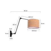 Væglampe Prestige Chic sort/brun, udhæng 90 cm, kork