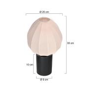 Bordlampe Bloeba, hvid/sort, Ø 25 cm, linned/metal