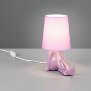 Bordlampe Huma, lilla, højde 25 cm, tekstil/keramik, E14