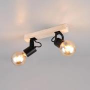 Loftlampe Lynar, sort, træ, metal, længde 31 cm, 2 lyskilder.