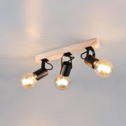 Loftlampe Lynar, sort, træ, metal, længde 42 cm, 3 lyskilder.