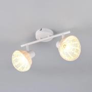 Loftlampe Calvi, hvid, naturrotting, længde 40 cm, 2 lyskilder.