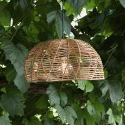 Udendørs hængelampe Mayla, naturrattan, Ø 43 cm, stik IP44