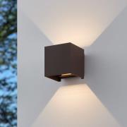Udendørs LED-væglampe Calpino 3 i rustfarve, bredde 10 cm, 2 lyskilder
