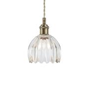 Hængelampe Gota, antik messing/klar, glas, Ø 13 cm, stik