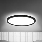 LED-loftlampe med sensor, sort, Ø 29 cm, IP44, 4000K