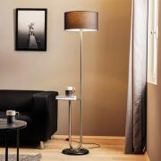 Gulvlampe Pongo med stofskærm og hylde