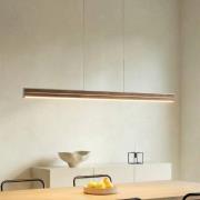 Quitani LED-hængelampe Lisene, valnød/sølv, CCT 117 cm, dæmpbar