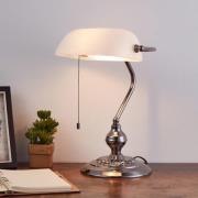 Bordlampe BANKER, nikkelfarvet, højde 39 cm, metal/glas