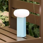 LED-batteridrevet bordlampe LOW, blå, højde 20 cm, metal, dæmper