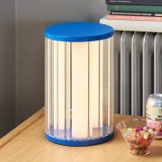 Aru LED-bordlampe, blå/klar, højde 30 cm, glas/jern