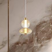 LED-hængelampe Daphne, glas ravfarvet transparent, højde 28 cm