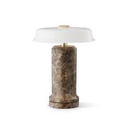 LED-batteridrevet bordlampe Trip No. 2, brun/hvid, marmor, glas