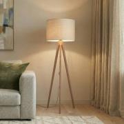 Gulvlampe Grand, beige/valnød, højde 145 cm, E27