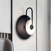 LED-væglampe Samira, sort, Ø 25 cm, kunststen/metal