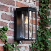 FLAIR solcelledrevet udendørs væglampe, sort, 29 cm, sensor, IP44