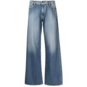 Stål Blå Wide Leg Denim Jeans