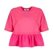 Rouche Taffeta Top i Fuchsia