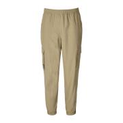 Beige Track Pants i Tekstureret Nylon