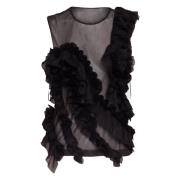 Ruffled Noir Sleeveless Top