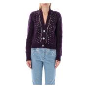 Melange lilla stretch mohair blander en stor cardigan