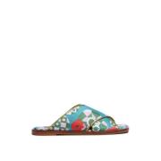 Criss-Cross Sandaler, Sort Crazy Daisy Print