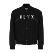 Black Wool Blend Bomber Jacket