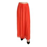 Orange Plisseret Maxi Nederdel