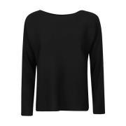 Sort Ribstrikket Viskose Sweater