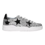 Glitter Sølv Sneakers Gummisål