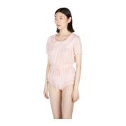 Georgette Sheer Bodysuit med Peter Pan-krave