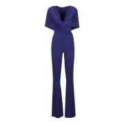 Navy Maxi Flare Jumpsuit med hætte