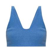 Cerulean Blue Wool Blend Crop-top