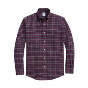 Mørkerød Regular Fit Non-Iron Stretch Bomuldsskjorte med Button-Down K...