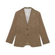 Khaki Slim Fit Stretch Bomuld Corduroy Blazer