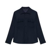 Marineblå Uld-Blandings Overshirt Jakke