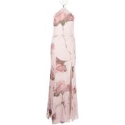 Blomstret Halterneck Silke Maxi Kjole