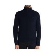 Blå Ribbet Krave Sweater