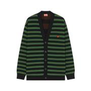 Retro Stribet Uld Cardigan