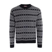 Sort og hvid Jacquard Jumper i uld