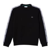 Herre Jogger Sweatshirt med Ribbet Krave og Broderet Krokodille Logo