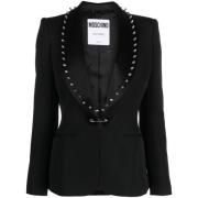 Sort Spike-Dekoreret Bar-Pin Blazer