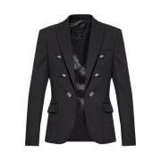 Sort Uld Blazer med Maksimale Revers