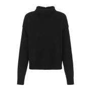 Luksuriøs Sort Cashmere Blandet Oversize Sweater