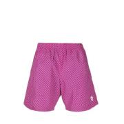 Skull-Print Badeshorts i Fuchsia Pink og Blå