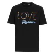 Sort bomuld T-shirt med multicolor logo