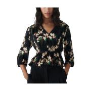 Blomstret Peplum Bluse