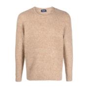 Beige Lammeuld Crew Neck Sweater