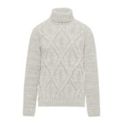 Turtleneck Sweater i uldblanding med diamantm?nster